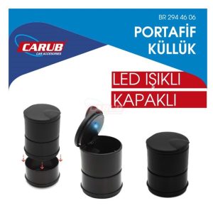 CARUB KÜLLÜK PORTATİF IŞIKLI KAPAKLI SİYAH
