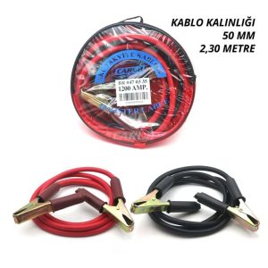 AKÜ TAKVİYE KABLOSU 1200 AMP  PROFESYONEL 50MM 2.30MT